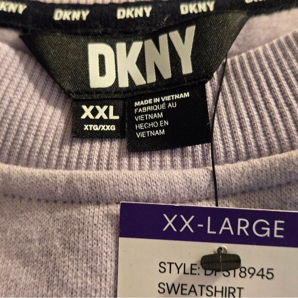 DKNY Women's Soft Cotton Cozy Comfy Fleece Sweatshirt Lavender NWT XXL - Picture 6 of 11